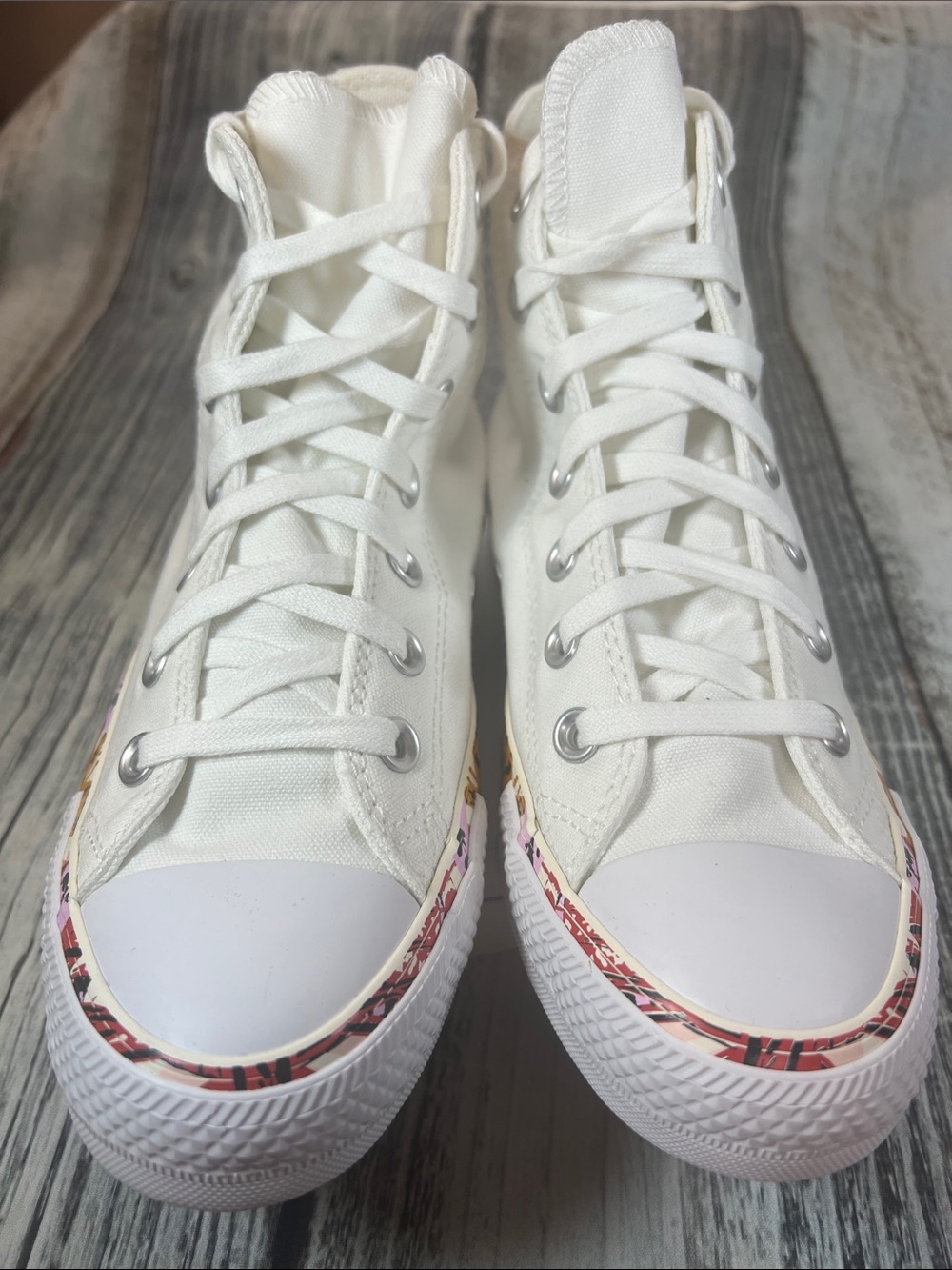 Converse Chuck Taylor All Star Floral High Top Sneakers Women’s 7 White - Picture 3 of 8